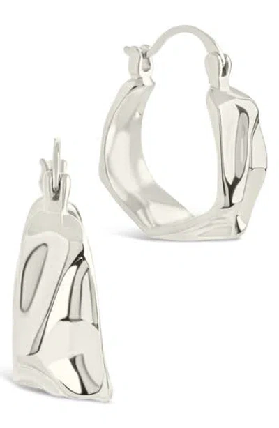 Sterling Forever Hampton Molten Micro Hoop Earrings In Silver