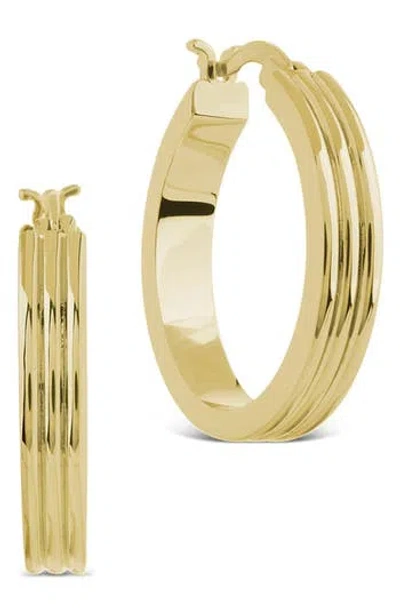 Sterling Forever Hannah Ribbed Hoop Earrings In Gold