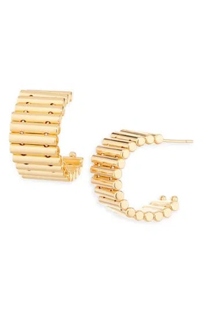 Sterling Forever Harla Ribbed Hoop Earrings In Gold