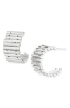 Sterling Forever Harla Ribbed Hoop Earrings In Silver
