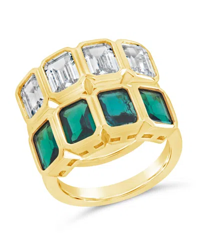 Sterling Forever Harlen Bezel Cubic Zirconia Statement Ring In Gold