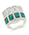 Sterling Forever Harlen Bezel Cubic Zirconia Statement Ring In Silver