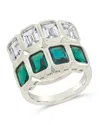 Sterling Forever Harlen Bezel Cubic Zirconia Statement Ring In Metallic