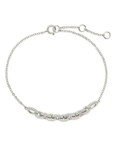Sterling Forever Harley Cz Interlocking Chain Bracelet In Metallic