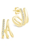 Sterling Forever Harlowe Claw Hoop Earrings In Gold