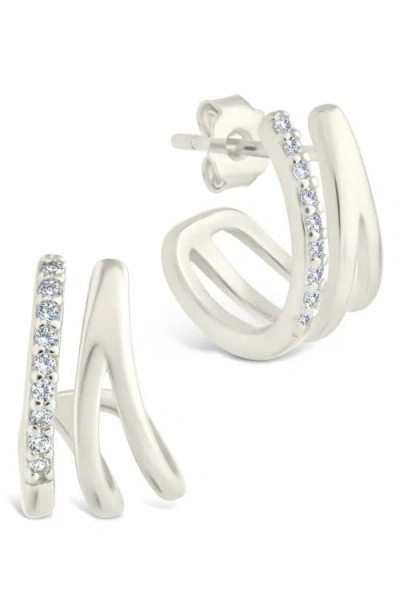 Sterling Forever Harlowe Claw Hoop Earrings In Neutral