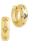 Sterling Forever Harmoni Star Cubic Zirconia Hoop Earrings In Gold