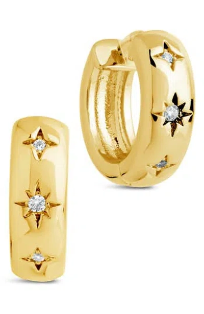 Sterling Forever Harmoni Star Cubic Zirconia Hoop Earrings In Gold