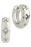 Sterling Forever Harmoni Star Cubic Zirconia Hoop Earrings In Metallic