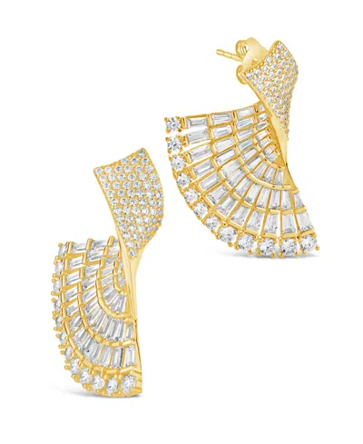 STERLING FOREVER HARTFORD CUBIC ZIRCONIA FAN DROP STUD EARRINGS