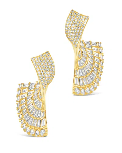 Sterling Forever Hartford Cz Fan Drop Stud Earrings In Gold
