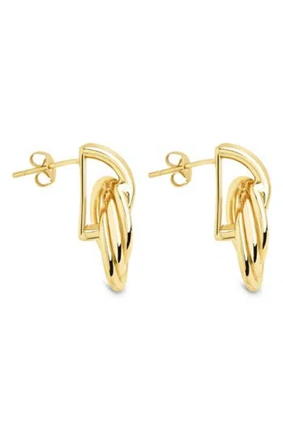 Sterling Forever Harvey Textured Door Knocker Earrings In Gold