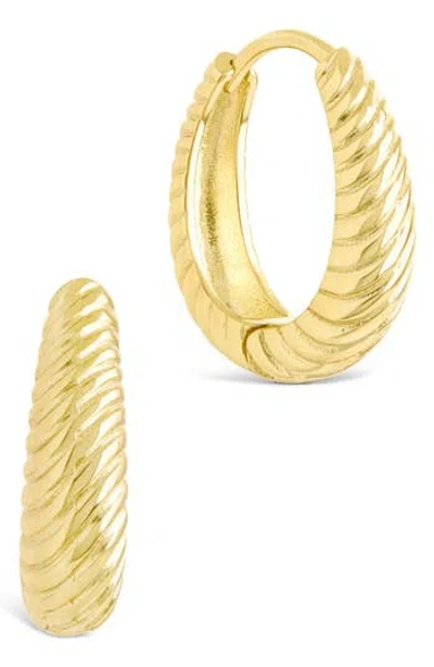 Sterling Forever Haven Textured Oval Huggie Hoop Earrings In Gold