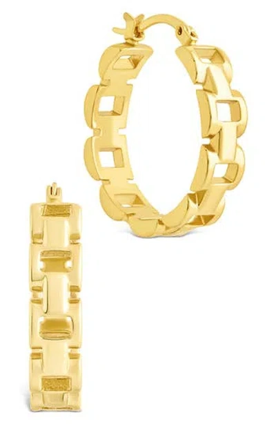 Sterling Forever Haverly Link Hoop Earrings In Gold