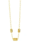Sterling Forever Hayde Triple Textured Charm Necklace In Gold