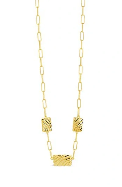 Sterling Forever Hayde Triple Textured Charm Necklace In Gold
