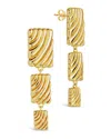 Sterling Forever Haydée Triple Textured Drop Stud Earrings In Gold