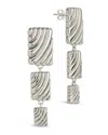 Sterling Forever Haydée Triple Textured Drop Stud Earrings In Silver