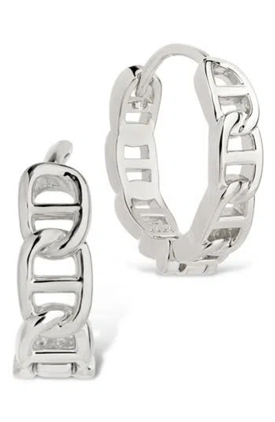 Sterling Forever Haylee Mariner Link Hoop Earrings In Silver
