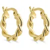 Sterling Forever Hazel Twisted Huggie Hoop Earrings In Gold