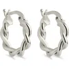 Sterling Forever Hazel Twisted Huggie Hoop Earrings In Metallic