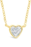 Sterling Forever Heart Bezel Pendant Necklace In Gold
