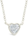 Sterling Forever Heart Bezel Pendant Necklace In Metallic