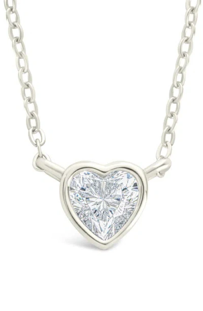 Sterling Forever Heart Bezel Pendant Necklace In Metallic