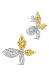 Sterling Forever Heidi Cubic Zirconia Flower Stud Earrings In Rhodium Plated