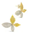 Sterling Forever Heidi Cubic Zirconia Flower Stud Earrings In 14k Gold Plated