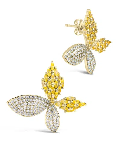 Sterling Forever Heidi Cz Flower Stud Earrings In Gold