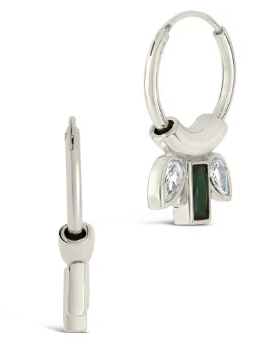 Sterling Forever Helena Cz Hoop Earrings In Silver