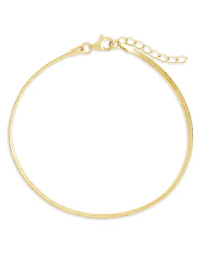 Sterling Forever Herringbone Chain Bracelet In Gold