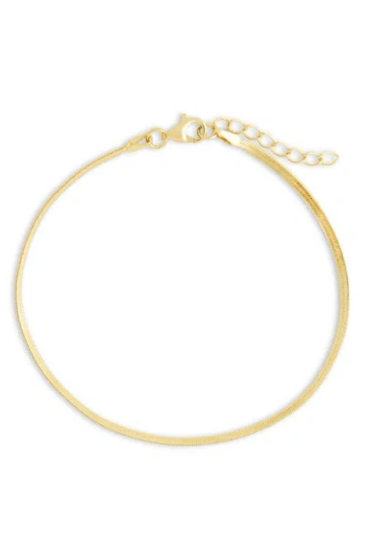 Sterling Forever Herringbone Chain Bracelet In Gold