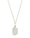 Sterling Forever Hexagon Tag Initial Necklace In Multi