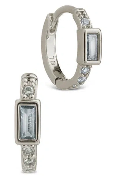 Sterling Forever Holland Cubic Zirconia Huggie Hoop Earrings In Silver