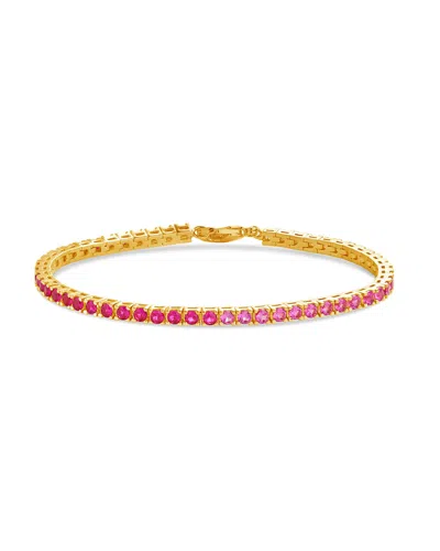 Sterling Forever Hues Of Pink Tennis Bracelet In Gold