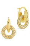 Sterling Forever Hunter Cz Interlocking Circle Drop Earrings In Gold