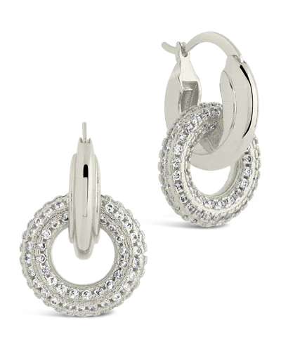 Sterling Forever Hunter Cz Interlocking Circle Drop Earrings In Metallic