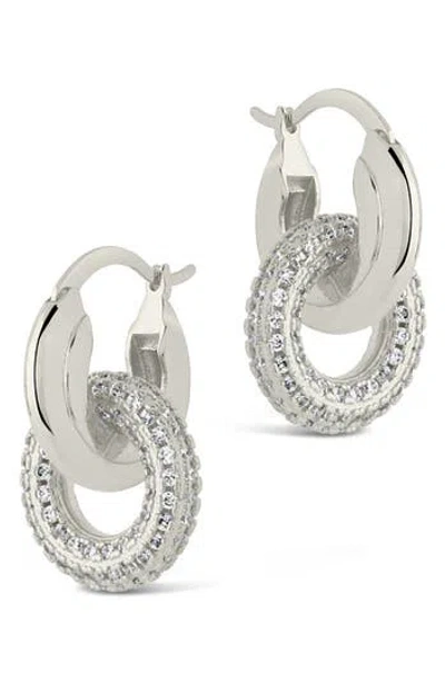 Sterling Forever Hunter Cz Interlocking Circle Drop Earrings In Metallic