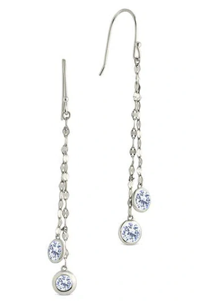Sterling Forever Idaline Cubic Zirconia Drop Earrings In Silver