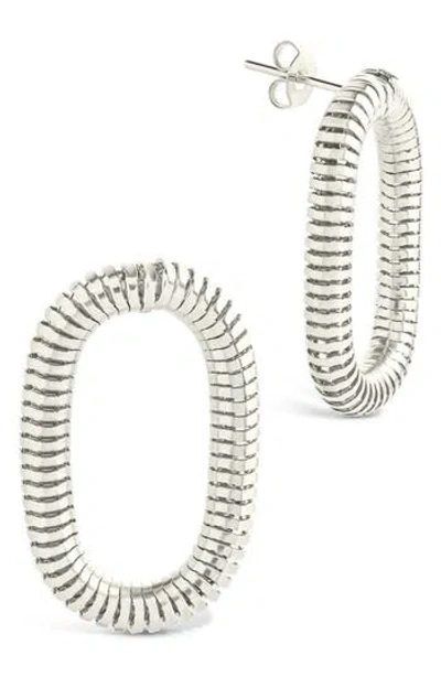 Sterling Forever Indigo Snake Chain Frontal Hoop Earrings In Metallic