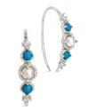 Sterling Forever Indra Cz Turquoise & Pearl Hook Earrings In Silver