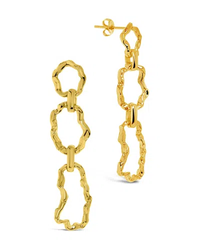 Sterling Forever Ira Molten Metal Linked Drop Earrings In Gold