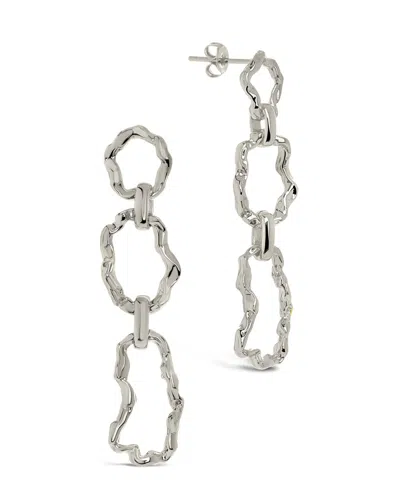 Sterling Forever Ira Molten Metal Linked Drop Earrings In Silver