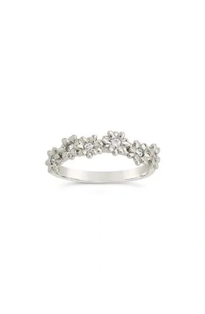 Sterling Forever Irena Cubic Zirconia Flower Ring In Silver