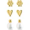 Sterling Forever Irene Faux Pearl Set Of 3 Assorted Stud Earrings In Gold