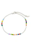 Sterling Forever Iridiana Rainbow Beaded Bracelet In Silver