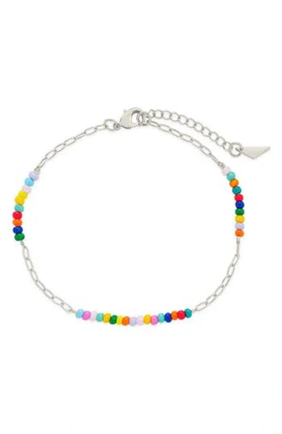 Sterling Forever Iridiana Rainbow Beaded Bracelet In Silver