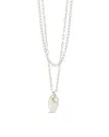 Sterling Forever Isla Bezel Opal & Chain Layered Necklace In Silver